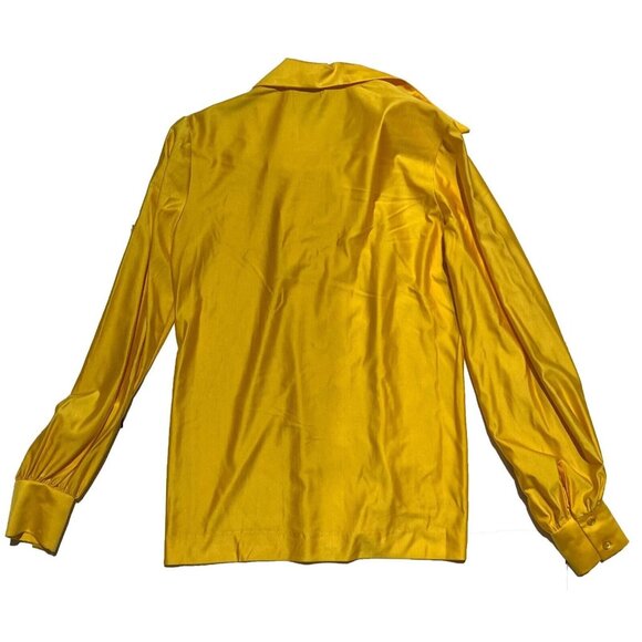 Qiana Lady Arrow Women Yellow Long Sleeve Collared Button Up Shirt Sz Large - Picture 2 of 4